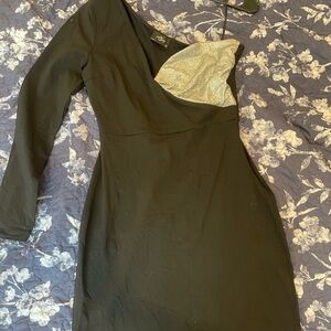 City Studio Black Asymmetrical One Shoulder Cocktail Dress